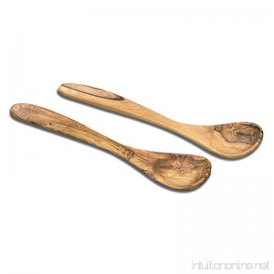 The Gastro Chic Olive Wood Salad Server Set Spoon and Fork Rustic Mediterranean Olive Wood 11 3/4 Inches Long 2 1/4 Wide - B07B4N8NL6
